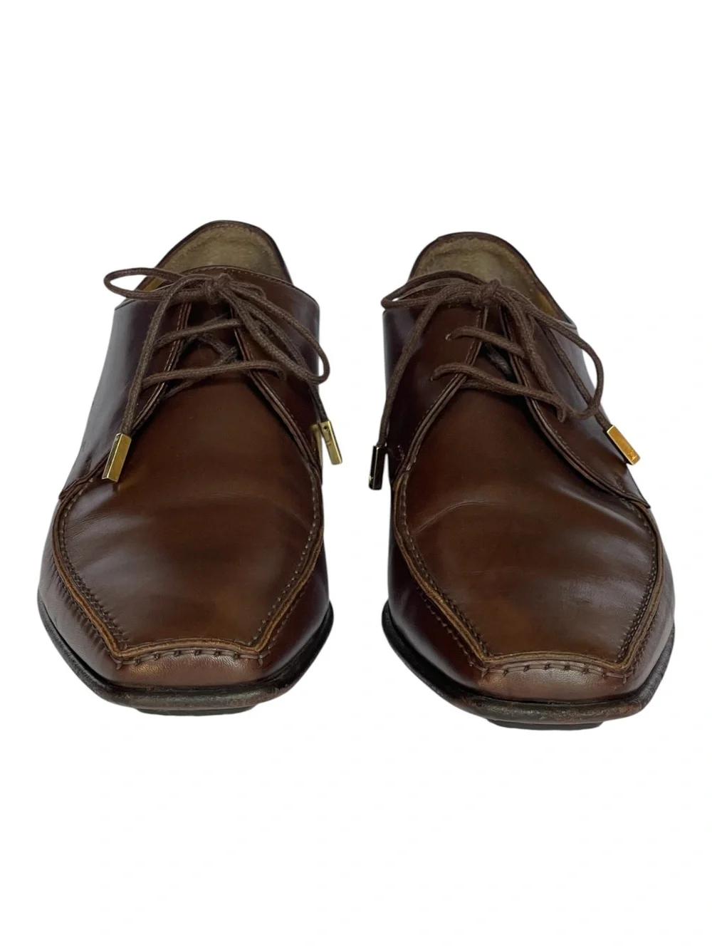 LOUIS VUITTON MENS BROWN CALFSKIN SQUARE TOE DERBY SHOES SZ 40 = 7 US MED